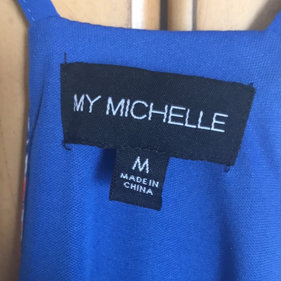 My Michelle Sundress with Handkerchief Hem Royal & Aqua Blue - Picture 9 of 12